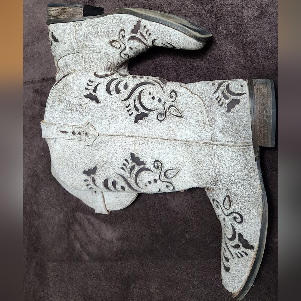 Roper Women's Boots - Cream and Brown, Sz 9.5